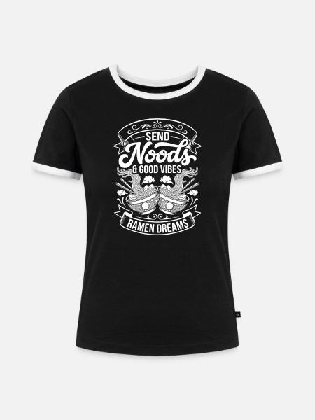 Send Noods & Ramen Dreams - Frauen Kontrast-T-Shirt - Schwarz/Weiß