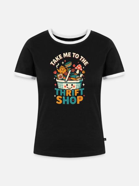 Bring mich zum Secondhandladen - Frauen Kontrast-T-Shirt - Schwarz/Weiß
