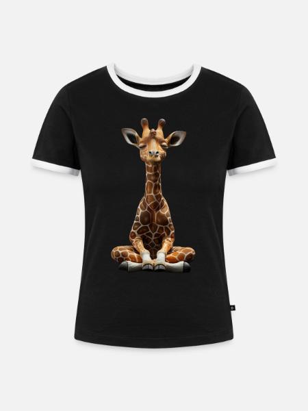 Giraffe - Frauen Kontrast-T-Shirt - Schwarz/Weiß