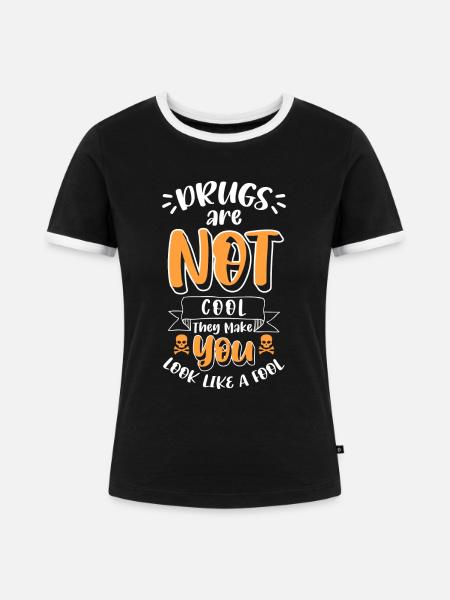 Drogenfrei Nüchtern Marihuana Tabak - Frauen Kontrast-T-Shirt - Schwarz/Weiß