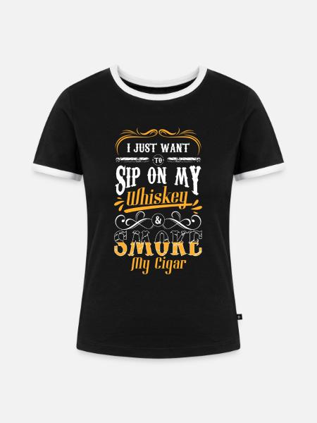 Zigarre Lounge Qualm Genuss - Frauen Kontrast-T-Shirt - Schwarz/Weiß