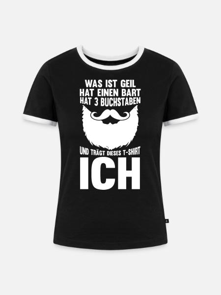 Bärtig Bartträger Schnurrbart Bart - Frauen Kontrast-T-Shirt - Schwarz/Weiß