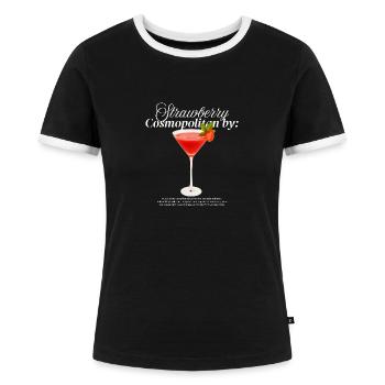 Erdbeer-Cosmopolitan - Frauen Kontrast-T-Shirt - Schwarz/Weiß - Vorne - Selfina (174cm)