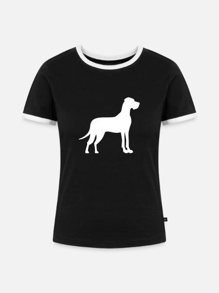 Dogge - Frauen Kontrast-T-Shirt - Schwarz/Weiß