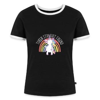Token Straight Friend LGBTQ Ally Gay Pride - Frauen Kontrast-T-Shirt - Schwarz/Weiß - Vorne - Selfina (174cm)