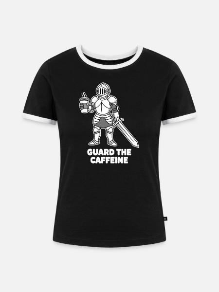 Kaffeekämpfer Ritter - Frauen Kontrast-T-Shirt - Schwarz/Weiß