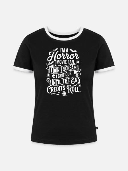 Horror-Fan: Kritisch bis Abspann - Frauen Kontrast-T-Shirt - Schwarz/Weiß