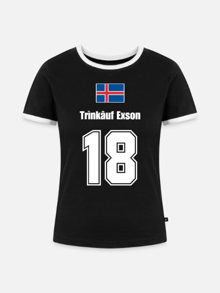 Island Trikot Nr.18 - Frauen Kontrast-T-Shirt - Schwarz/Weiß
