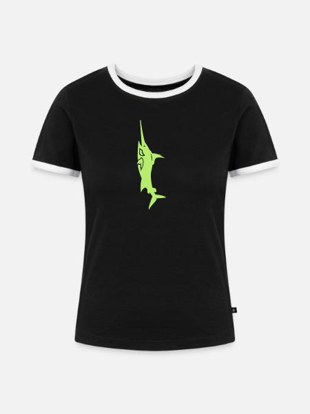 Schwertfisch / swordfish (1c) - Frauen Kontrast-T-Shirt - Schwarz/Weiß