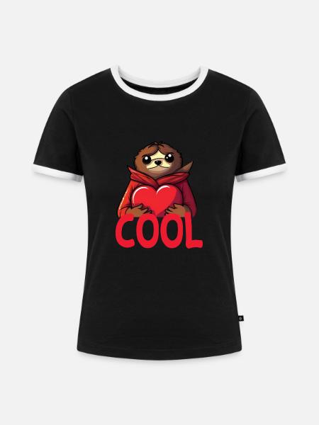 cooles Faultier - Cool sloth - Frauen Kontrast-T-Shirt - Schwarz/Weiß