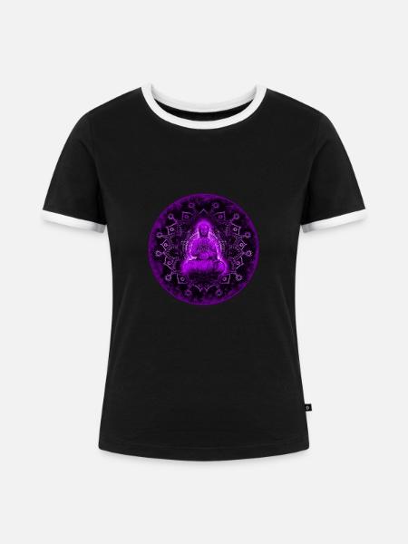 Buddha - Frauen Kontrast-T-Shirt - Schwarz/Weiß