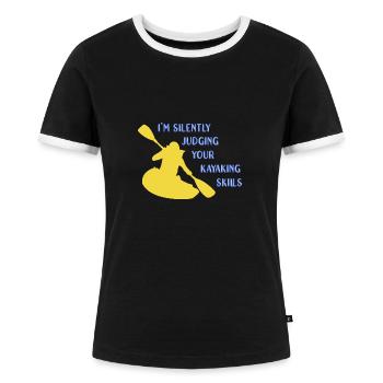 Kajak Kajakfahren - Frauen Kontrast-T-Shirt - Schwarz/Weiß - Vorne - Selfina (174cm)