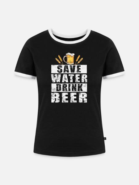 Bier - Frauen Kontrast-T-Shirt - Schwarz/Weiß