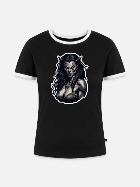 Dämonenelf Narbenblick - Frauen Kontrast-T-Shirt - Schwarz/Weiß