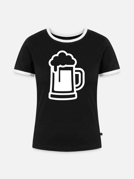 Bierglas Symbol Bier - Frauen Kontrast-T-Shirt - Schwarz/Weiß