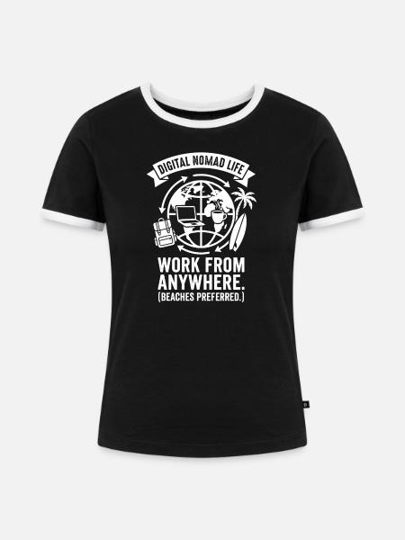 Arbeiten Überall - Frauen Kontrast-T-Shirt - Schwarz/Weiß