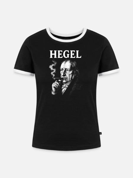 Hegel raucht eine Zigarre - Frauen Kontrast-T-Shirt - Schwarz/Weiß