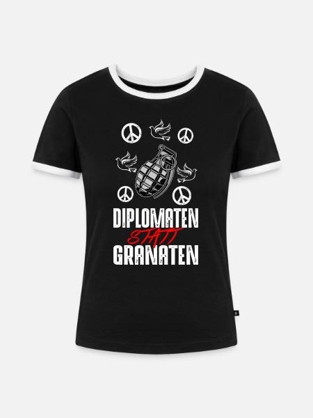 NO WAR - Frauen Kontrast-T-Shirt - Schwarz/Weiß