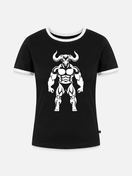 Minotauros - Frauen Kontrast-T-Shirt - Schwarz/Weiß