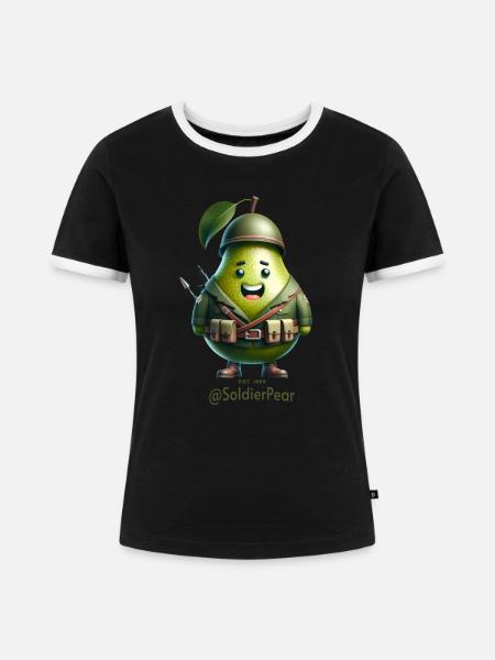 @SoldierPear - Frauen Kontrast-T-Shirt - Schwarz/Weiß