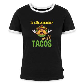 In einer Beziehung mit Tacos - Frauen Kontrast-T-Shirt - Schwarz/Weiß - Vorne - Selfina (174cm)