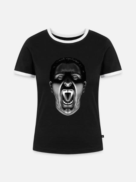 Fauchender Vampir - Frauen Kontrast-T-Shirt - Schwarz/Weiß