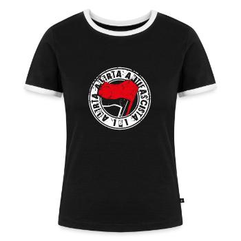 Alerta Alerta Antifascista161 Antifa - Frauen Kontrast-T-Shirt - Schwarz/Weiß - Vorne - Selfina (174cm)