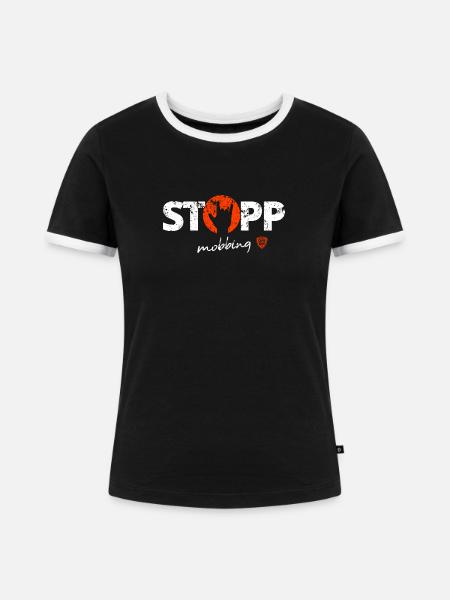 Stoppt Mobbing 5 - Frauen Kontrast-T-Shirt - Schwarz/Weiß