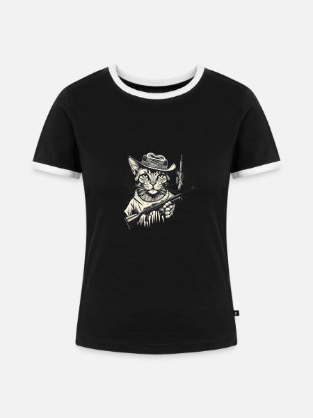 Jagd - Frauen Kontrast-T-Shirt - Schwarz/Weiß