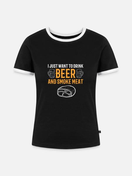 BBQ Bier - Frauen Kontrast-T-Shirt - Schwarz/Weiß