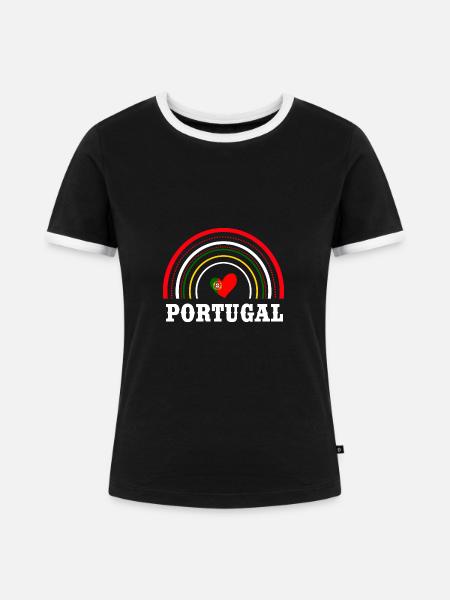 Portugal - Frauen Kontrast-T-Shirt - Schwarz/Weiß