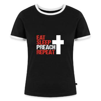 Pfarrer - Frauen Kontrast-T-Shirt - Schwarz/Weiß - Vorne - Selfina (174cm)