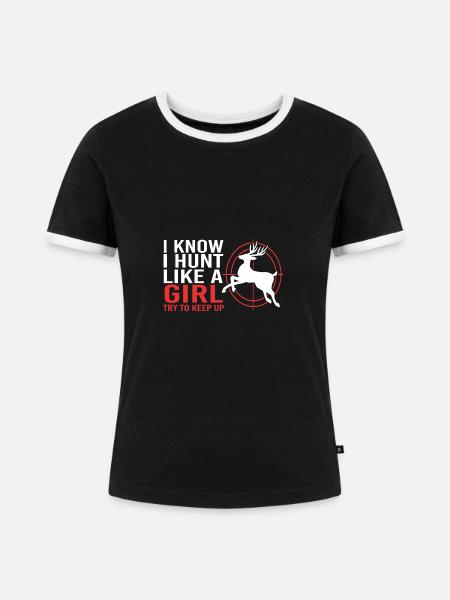 Jäger Jagen - Frauen Kontrast-T-Shirt - Schwarz/Weiß