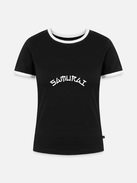 Samurai - Frauen Kontrast-T-Shirt - Schwarz/Weiß
