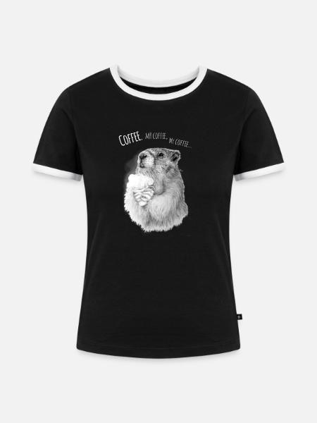 Kaffeehamster Genuss - Frauen Kontrast-T-Shirt - Schwarz/Weiß
