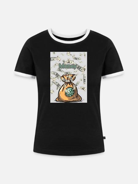 Money voller Geldsack - Frauen Kontrast-T-Shirt - Schwarz/Weiß