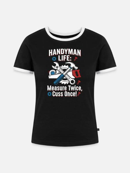 Handwerkerleben: Maß zwei Mal - Frauen Kontrast-T-Shirt - Schwarz/Weiß