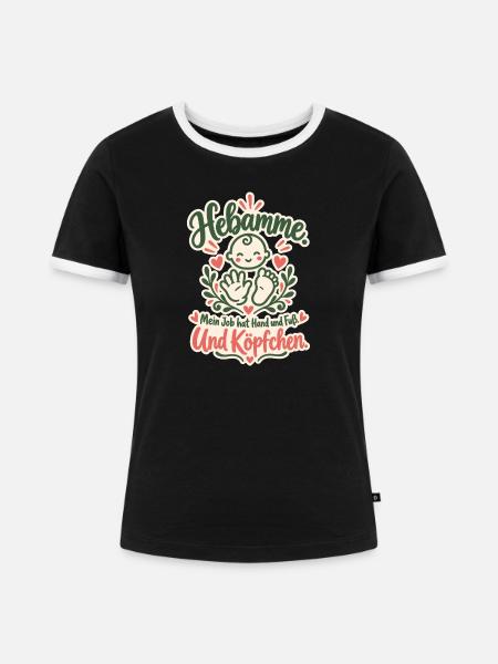 Hebamme Hand und Fuß - Frauen Kontrast-T-Shirt - Schwarz/Weiß