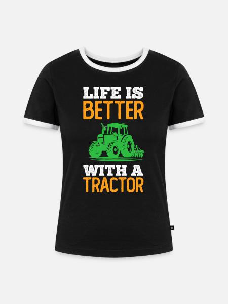 Traktor Traktor - Frauen Kontrast-T-Shirt - Schwarz/Weiß