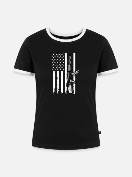 American Gun - Frauen Kontrast-T-Shirt - Schwarz/Weiß