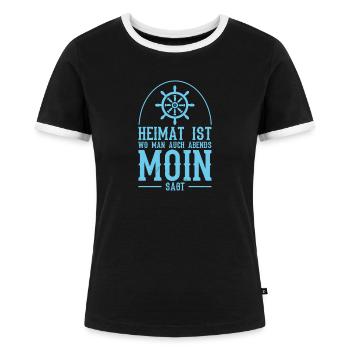 Moin Küste Heimat Strand - Frauen Kontrast-T-Shirt - Schwarz/Weiß - Vorne - Selfina (174cm)