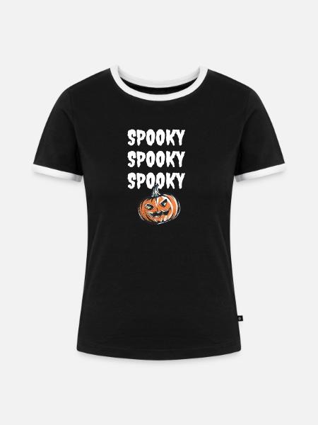 Spooky Pumpkin - Frauen Kontrast-T-Shirt - Schwarz/Weiß