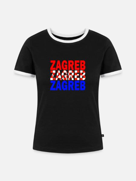 zagreb - Frauen Kontrast-T-Shirt - Schwarz/Weiß