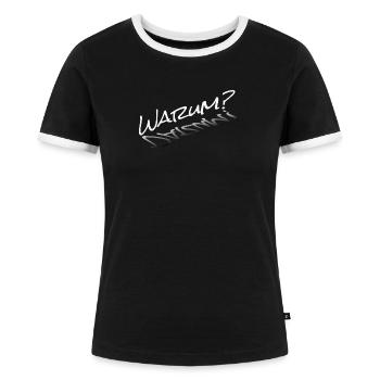 Warum? - Frauen Kontrast-T-Shirt - Schwarz/Weiß - Vorne - Selfina (174cm)
