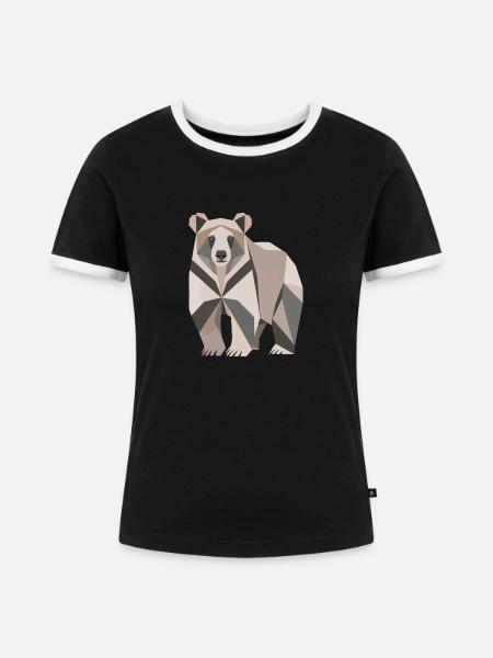 Bär Polygon - Frauen Kontrast-T-Shirt - Schwarz/Weiß