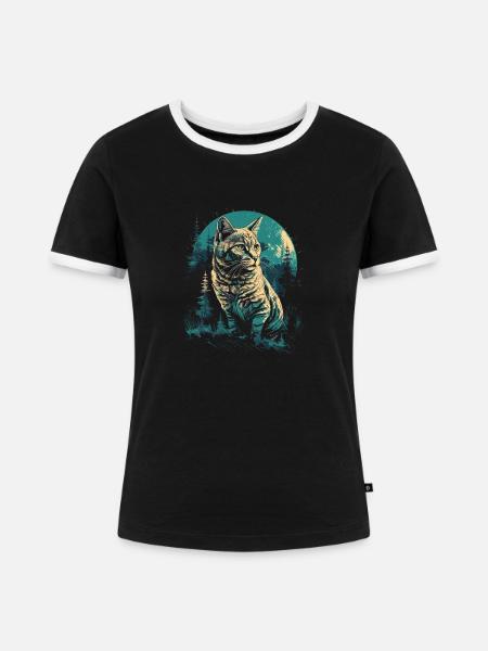 Bengal Katze - Frauen Kontrast-T-Shirt - Schwarz/Weiß