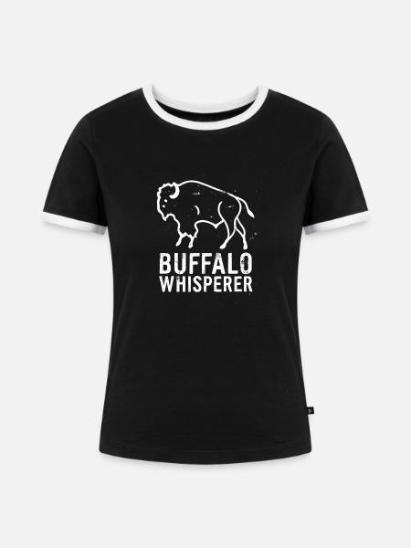 Buffalo Whisperer - Frauen Kontrast-T-Shirt - Schwarz/Weiß
