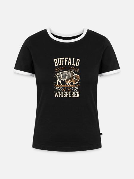Buffalo Whisperer - Frauen Kontrast-T-Shirt - Schwarz/Weiß