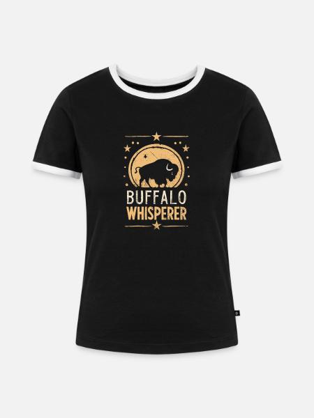 Buffalo Whisperer - Frauen Kontrast-T-Shirt - Schwarz/Weiß