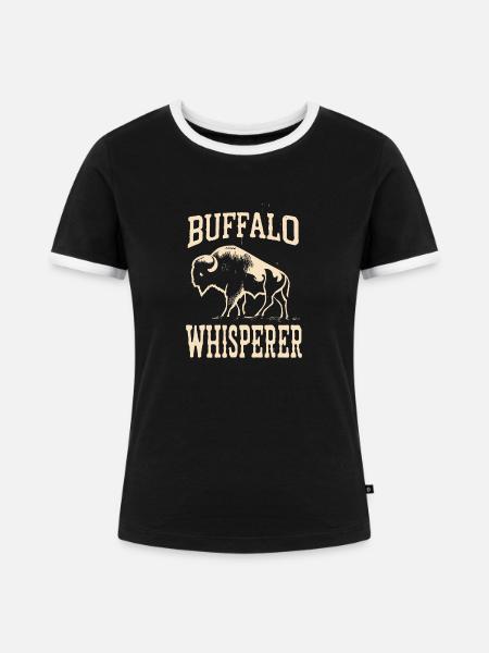 Buffalo Whisperer - Frauen Kontrast-T-Shirt - Schwarz/Weiß
